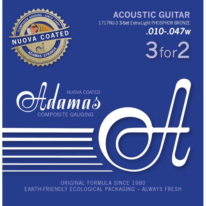 Adamas 7166390 Gitara akustyczna struny Nuova Phosphor Bronze powlekany zestaw 3